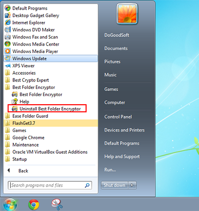 Uninstall Best Folder Encryptor