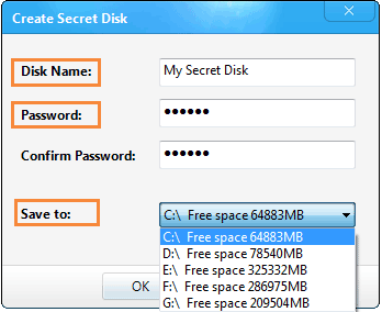 create secret disk