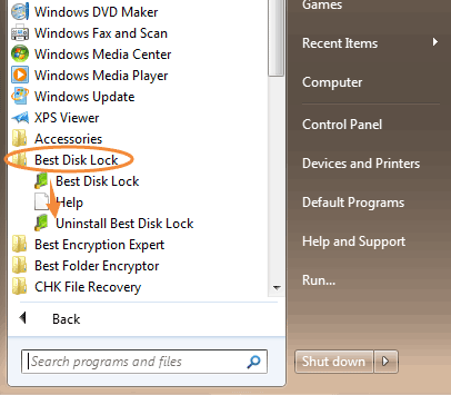 Uninstall Best Disk Lock
