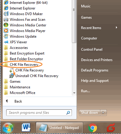 Uninstall CHK File Recovery